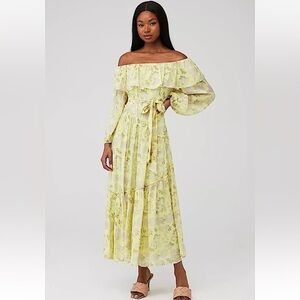 ASTR The Label Yellow Grey Floral Midi Dress - Size M